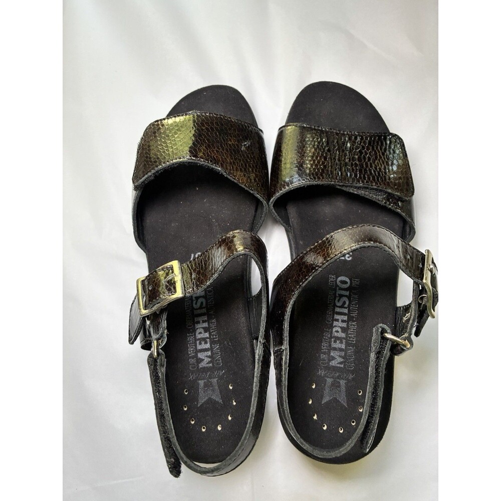 Mephisto Women's Pattie Sandal Black Python Leather Size 37/7 US